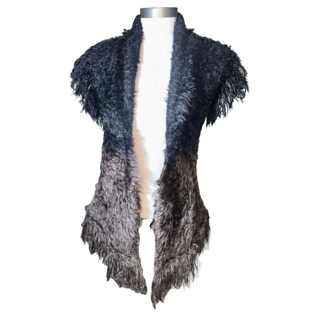 Ethyl Brown & Black Faux Fur Vest Size M